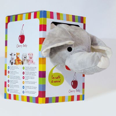 Soft toy - Cherry Belly Elephant Plush - Cherry Stone Cushion - Washable - INATURA