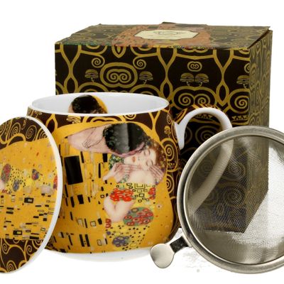 Decorative objects - Klimt the kiss mug with tea infuser - KARENA INTERNATIONAL