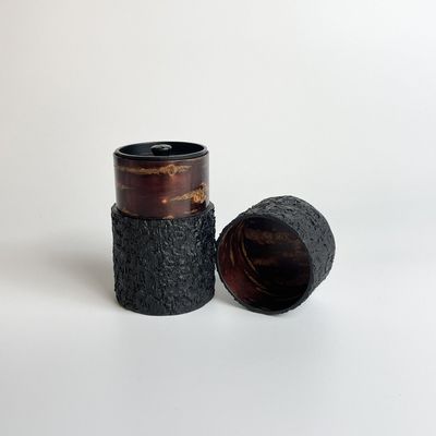 Tea and coffee accessories - Black and White Matte Bark Canister - TOMIOKA