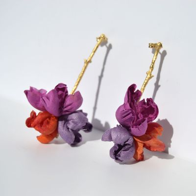 Cadeaux - Boucles d'oreilles plaqué or Flourist Silk collection lila - CHAMA NAVARRO