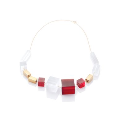 Bijoux - F.O.G Large White Translucent & Ruby-colour Necklace - STUDIO CHING-HUI YANG