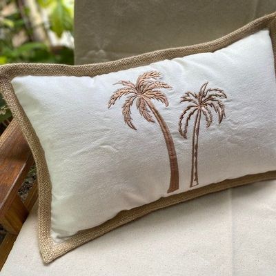 Decorative objects - Palm Embroidery Boho Pillow - MY BALI LIVING