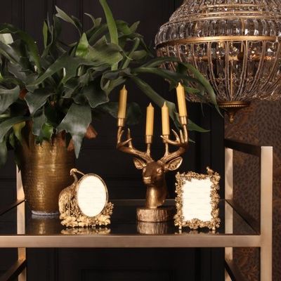 Decorative objects - Candleholder Deer 31.5 cm resin - BAROQUE COLLECTION - DUTCH STYLE