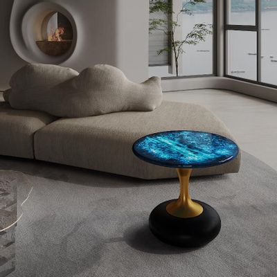 Tables basses - Hand draw luxury stone translucent tea table - JADEL