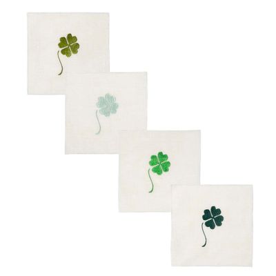 Table linen - Linen Cocktail Quadro Four-Leaf - Set of 4 (with 4 different Green) - LA GALLINA MATTA