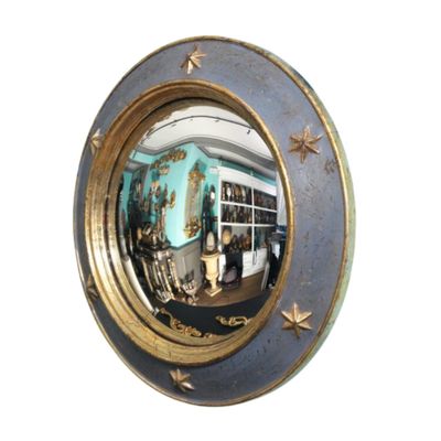 Mirrors - CONVEX MIRROR WOOD FRAME WITH STARS - DIAMETER 44 CM - TWO FINISHINGS - CASTORINA 1895