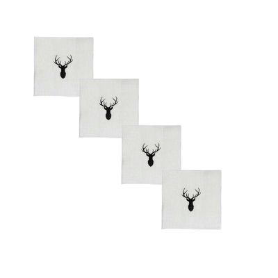 Table linen - Linen Cocktail D.Q. Deer Set of 4 - LA GALLINA MATTA