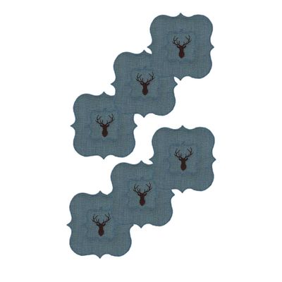 Linge de table textile - Set de 4 mini Sous-plats carrés en lin avec motif de Cerf - LA GALLINA MATTA