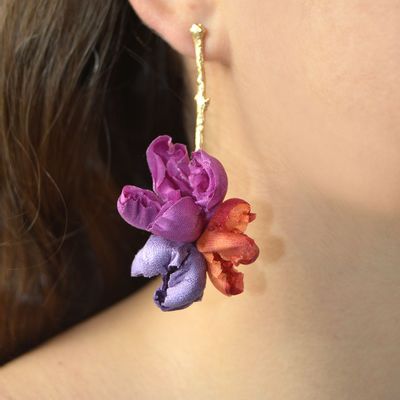 Cadeaux - Boucles d'oreilles plaqué or Flourist Silk collection lila - CHAMA NAVARRO