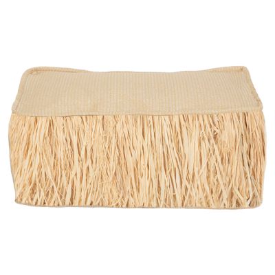 Equipements espace extérieur - Coussin de sol extérieur en tissu effet raphia a frange M - MX HOME