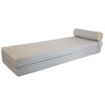 Equipements espace extérieur - Matelas extérieur réversible recto rayé & verso raphia - Double - MX HOME