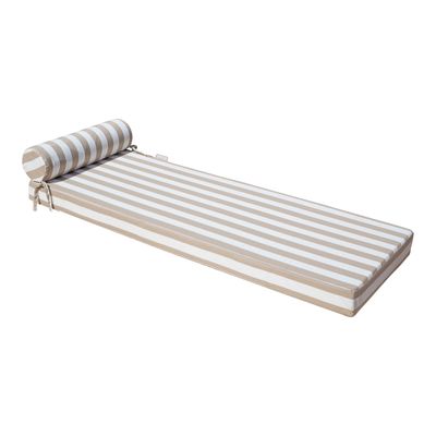 Equipements espace extérieur - Matelas extérieur réversible recto rayé beige & verso raphia - Double - MX HOME