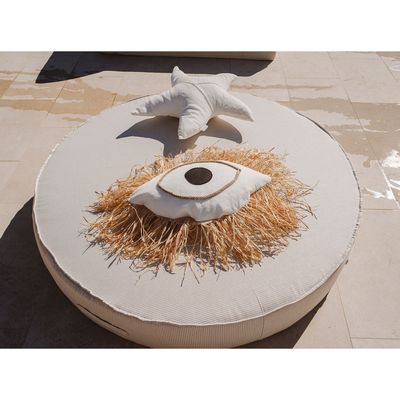 Outdoor space equipments - Outdoor sun lounger bed in beige and white round foam - MX HOME