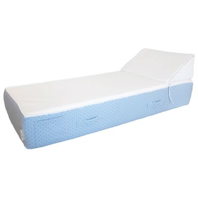 Equipements espace extérieur - Lit bain de soleil extérieur en mousse 1 place blanc a motif bleu - MX HOME