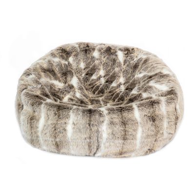 Chaises de jardin - Pouf en fausse fourrure marron beige - MX HOME