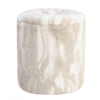 Chaises de jardin - Pouf en fausse fourrure beige et blanche - MX HOME