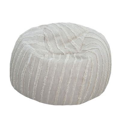 Chaises de jardin - Pouf déhoussable en coton gris a frange - MX HOME