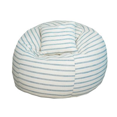 Lawn chairs - Pouf with removable cover in blue striped linen - MX HOME