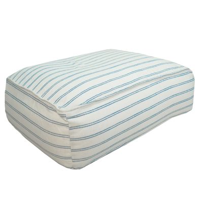 Equipements espace extérieur - Coussin de sol déhoussable S - Lin rayé bleu - MX HOME