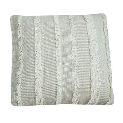 Outdoor decorative accessories - Gray cotton cushion with fringe - MX HOME