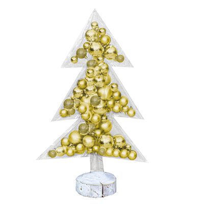 Autres décorations de Noël - Sapin de noël transparent avec boules de noêl or 70cm - MX HOME