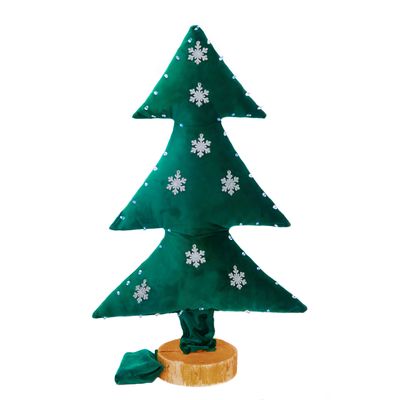 Autres décorations de Noël - Sapin de noël lumineux en velours vert avec flocons Argent 70cm - MX HOME