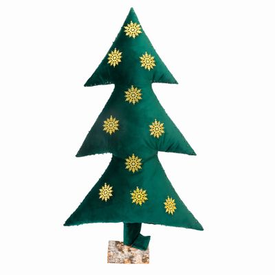 Autres décorations de Noël - Sapin de noël lumineux en velours vert avec flocons Or 150cm - MX HOME