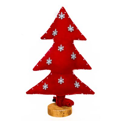 Autres décorations de Noël - Sapin de noël lumineux en velours rouge avec flocons Argent 150cm - MX HOME