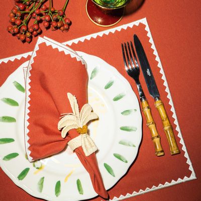 Décorations pour tables de Noël - Ziggy Placemat |Burned orange with white | Set of 2 - BLANK SPACE AMSTERDAM