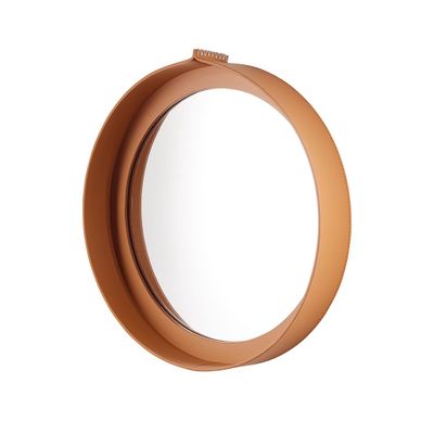 Mirrors - Natural recycled leather round mirror - CFOC