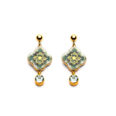 Jewelry - Cross Earrings with Topaz "Byzantium" - WAGNER ARTE