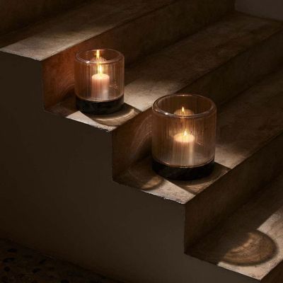 Decorative objects - Maïa glass and black sienna marble candle holder - CFOC