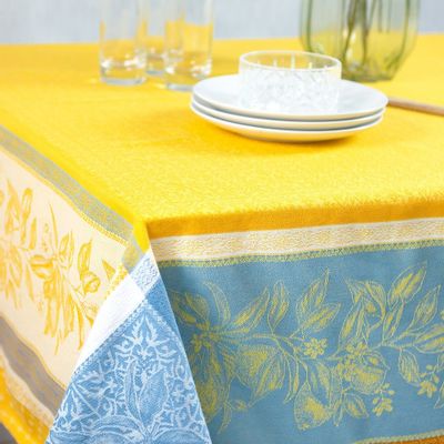 Table linen - Jacquard tablecloth - Citron - TISSUS TOSELLI