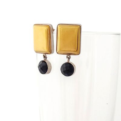 Bijoux - Boucles d'oreilles rectangulaires avec onyx noir "Signes" - WAGNER ARTE