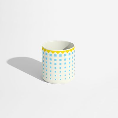 Mugs - Blue Geometric Pattern Porcelain Coffee Cup - ISUWA