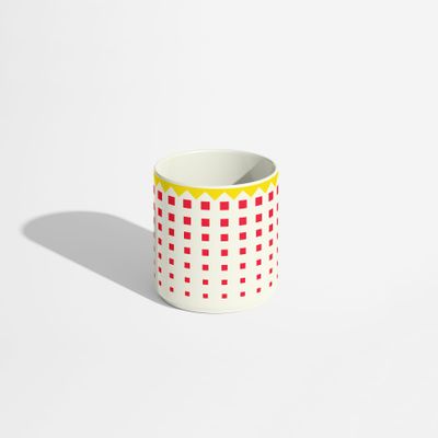 Mugs - Red Geometric Pattern Handleless Porcelain Coffee Cup - ISUWA