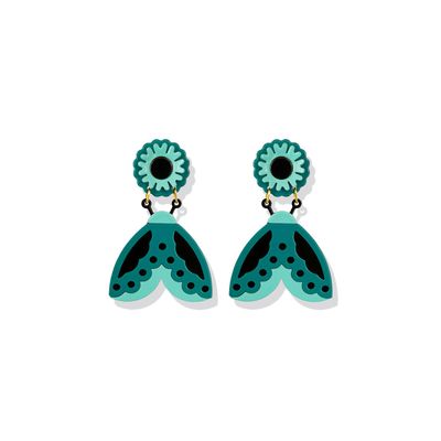 Bijoux - Boucles d'oreilles papillon turquoises - ISUWA