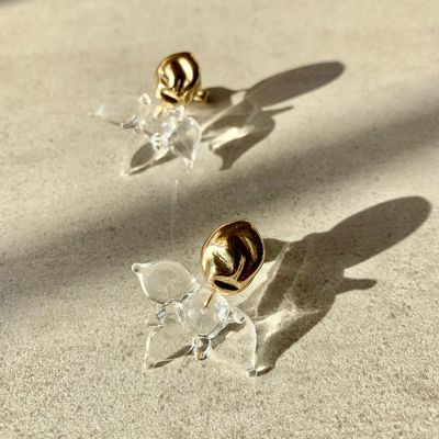 Gifts - Gazania gold plated earrings Murano glass artisan - CHAMA NAVARRO