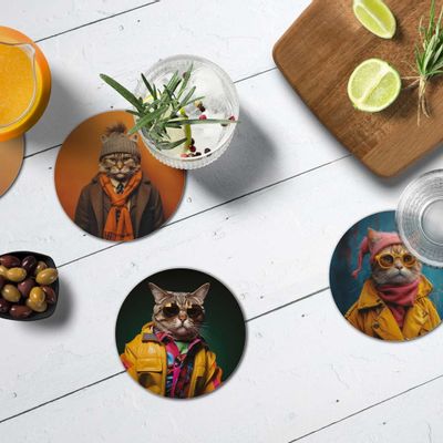 Objets de décoration - Coffret cadeau dessous de verre Funny Cats - MA CHÉRIE MON AMOUR