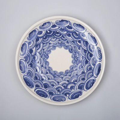 Everyday plates - "Wave" Handmade and handpainted stoneware plate - BAPTISTE VANDAELE – DESIGN GRAPHIQUE