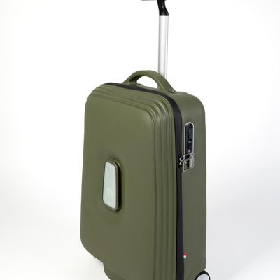 Travel accessories - POP-UP, recycled rubber wheeled suitcase, Tuscan Green color - ZOOM BAGS