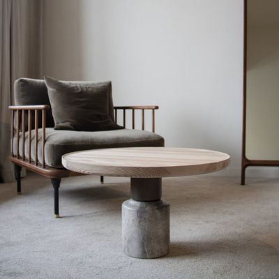 Tables basses - Torus Table – Table basse sculpturale en marbre et bois - LIVINGSTONE