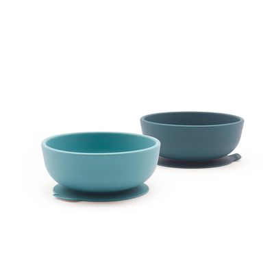 Repas pour enfant - Set 2 Bols ventouses en silicone - Blue Abyss / Lagoon - EKOBO