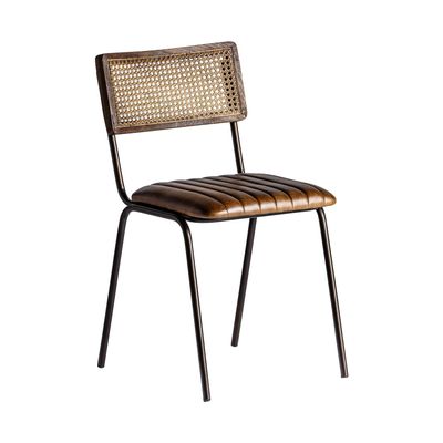 Chaises - Chaise en cuir marron 47x51x79 cm - VICAL