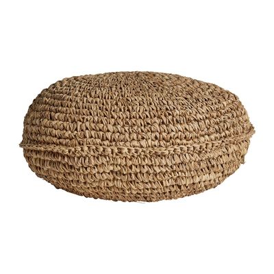 Repose-pieds - Puff en fibre naturelle marron 36x36x18 cm - VICAL
