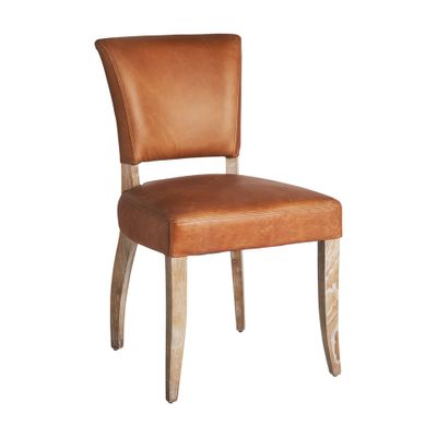 Chairs - Brown leather chair 52x62x89 cm - set of 2 - VICAL