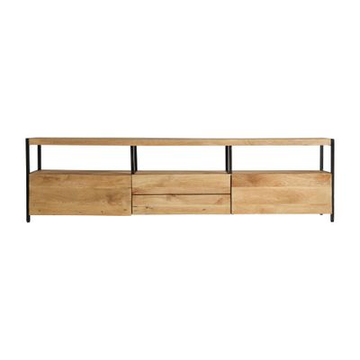 Meubles TV - Meuble tv en bois de mangue noir 190x40x52 cm - VICAL