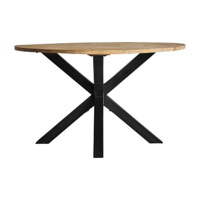 Tables Salle à Manger - Table salon en bois de mangue noir 130x130x77 cm - VICAL