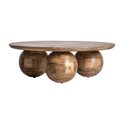 Coffee tables - Brown mango wood coffee table 96x96x33 cm - VICAL