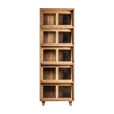 Wardrobe - Brown railway wooden display case 85x46x211 cm - VICAL